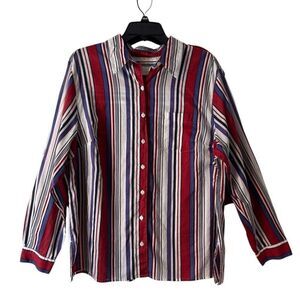First Issue Liz Claiborne red white blue cotton lightweight button shirt 18/20